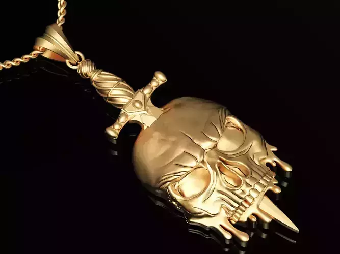 Skulls pendant silver gold jewelry printable 3D model