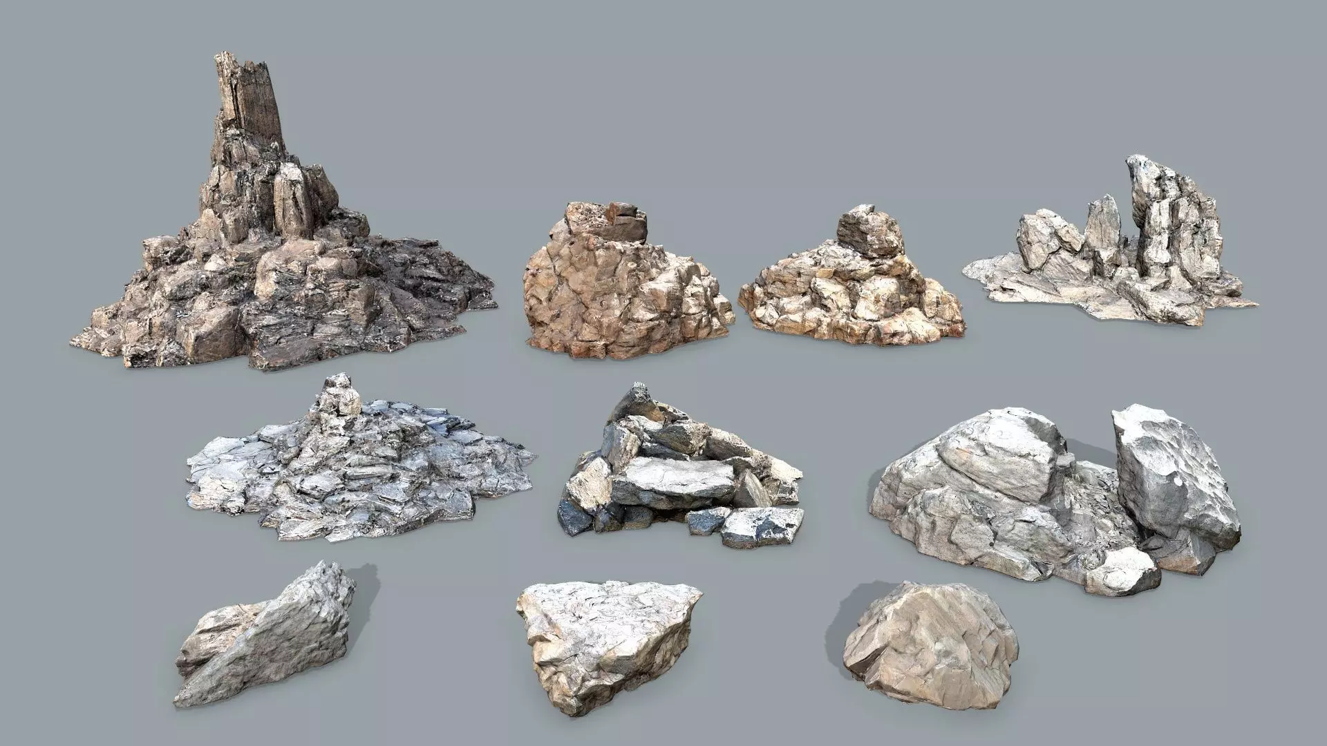desert rocks Low-poly 3D model_0
