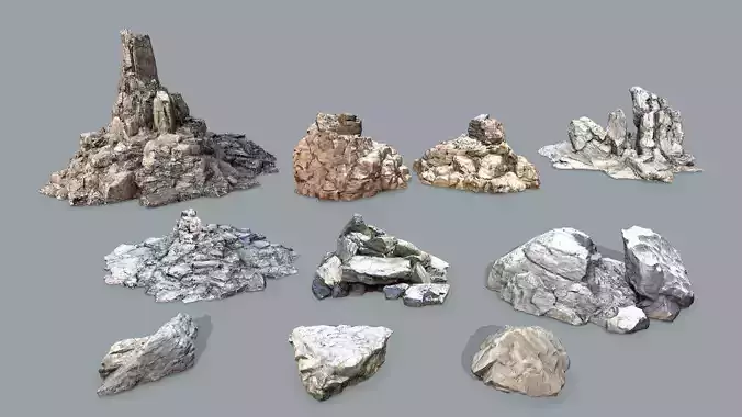 desert rocks Low-poly 3D model