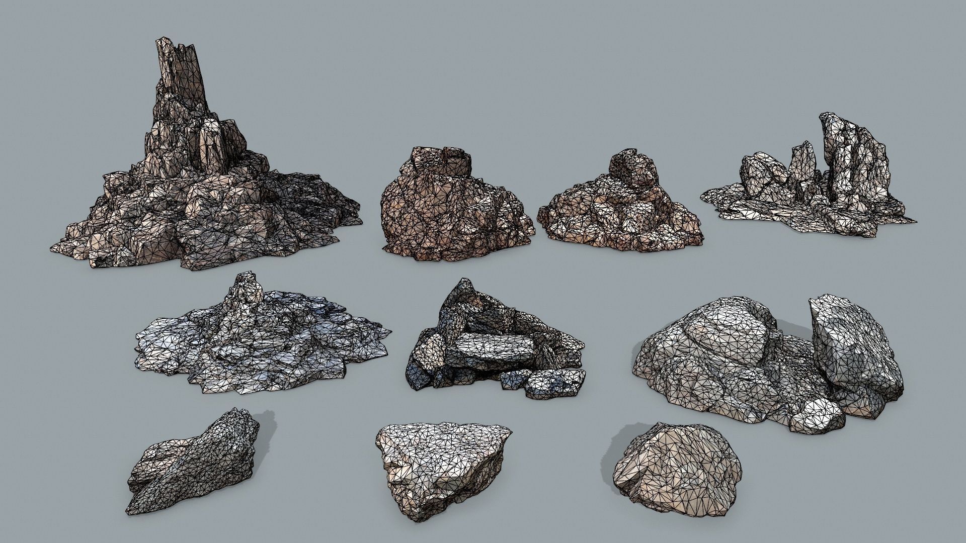 desert rocks Low-poly 3D model_22