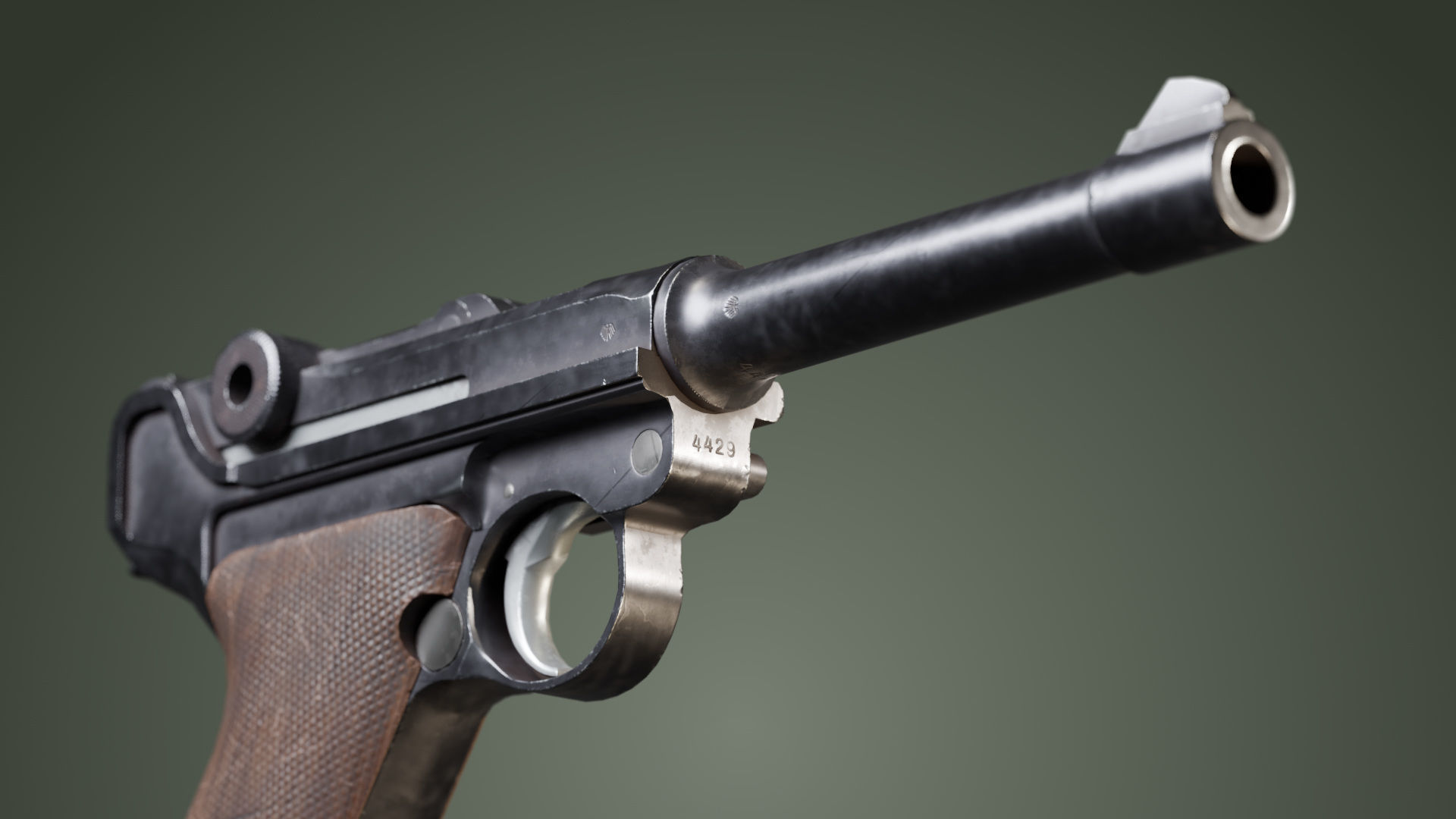 DWM Luger P08 9mm - Game and VFX-Ready Mid-Poly Low-poly 3D model_2