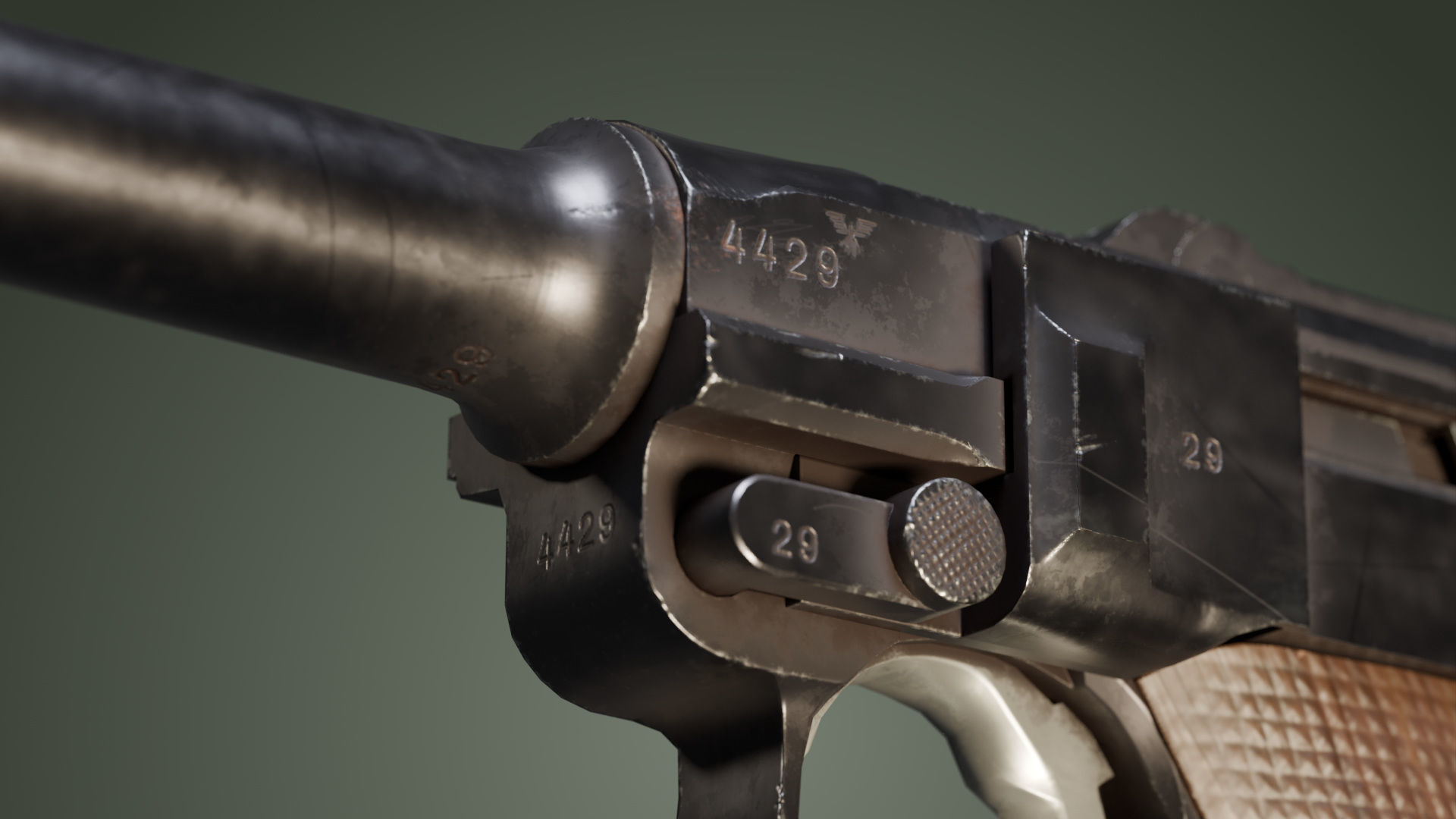 DWM Luger P08 9mm - Game and VFX-Ready Mid-Poly Low-poly 3D model_7