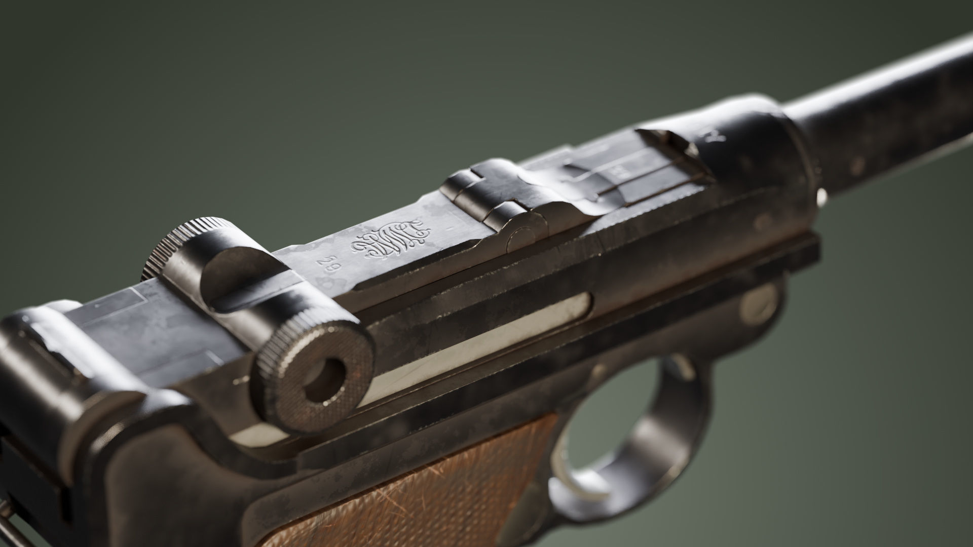 DWM Luger P08 9mm - Game and VFX-Ready Mid-Poly Low-poly 3D model_5