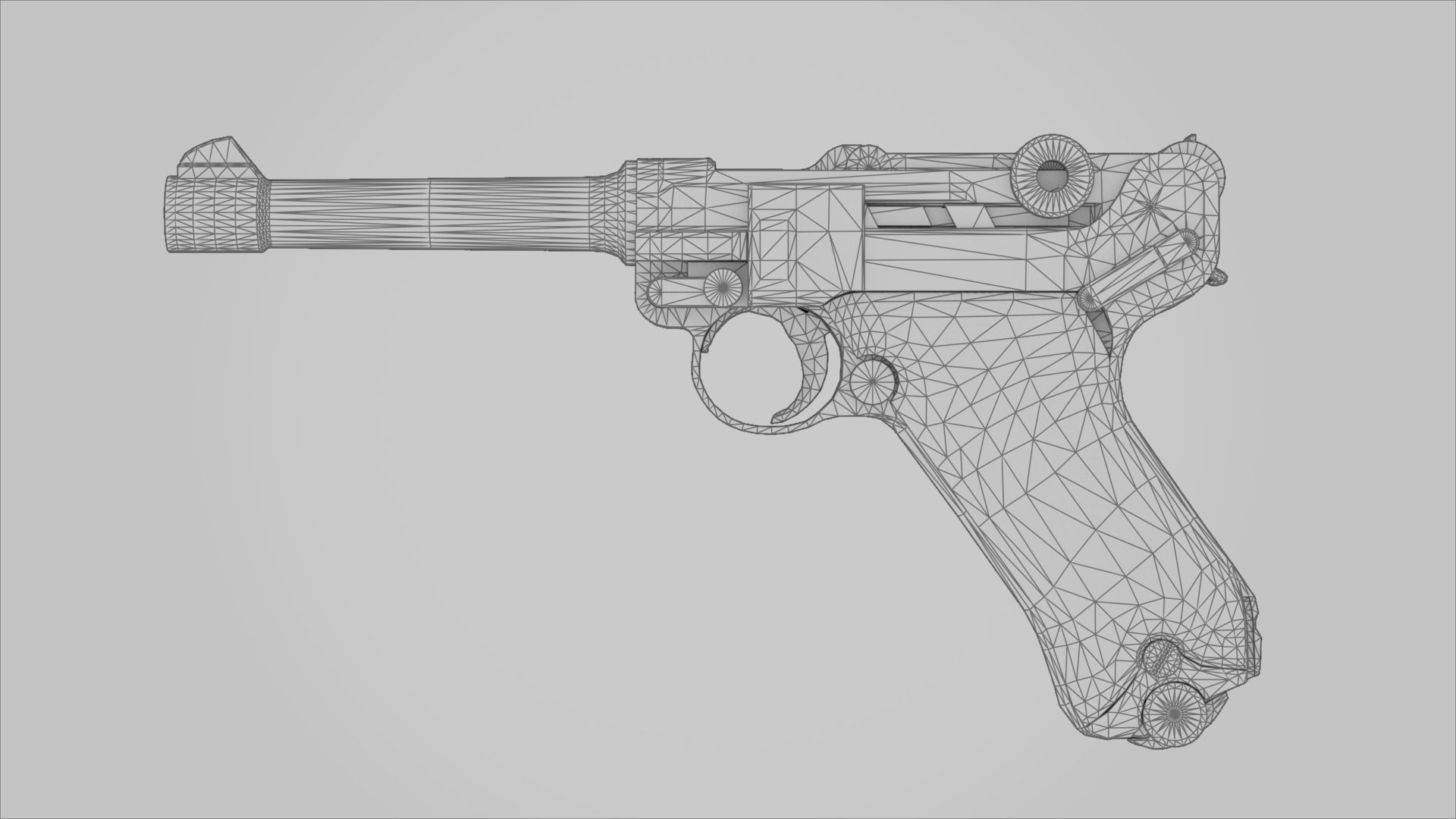 DWM Luger P08 9mm - Game and VFX-Ready Mid-Poly Low-poly 3D model_1