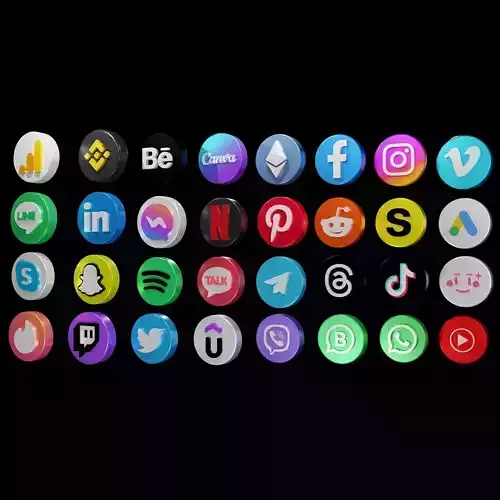 3D Social Media Icons Set - Complete Collection