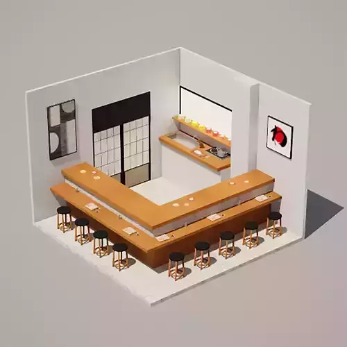 Sushi restaurant isometric