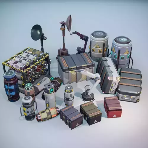 Sci-Fi Props Pack Low-poly 3D model