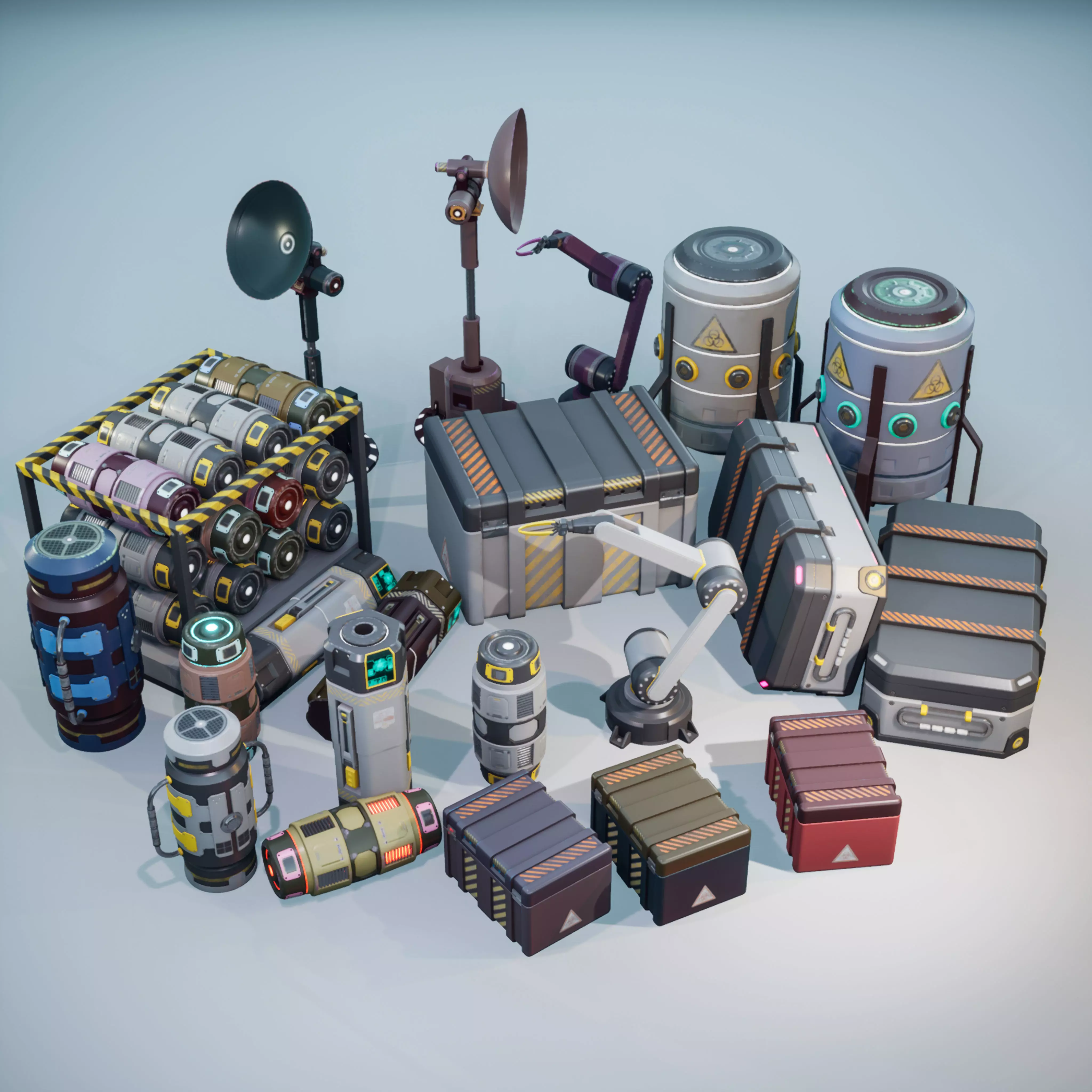 Sci-Fi Props Pack Low-poly 3D model_0