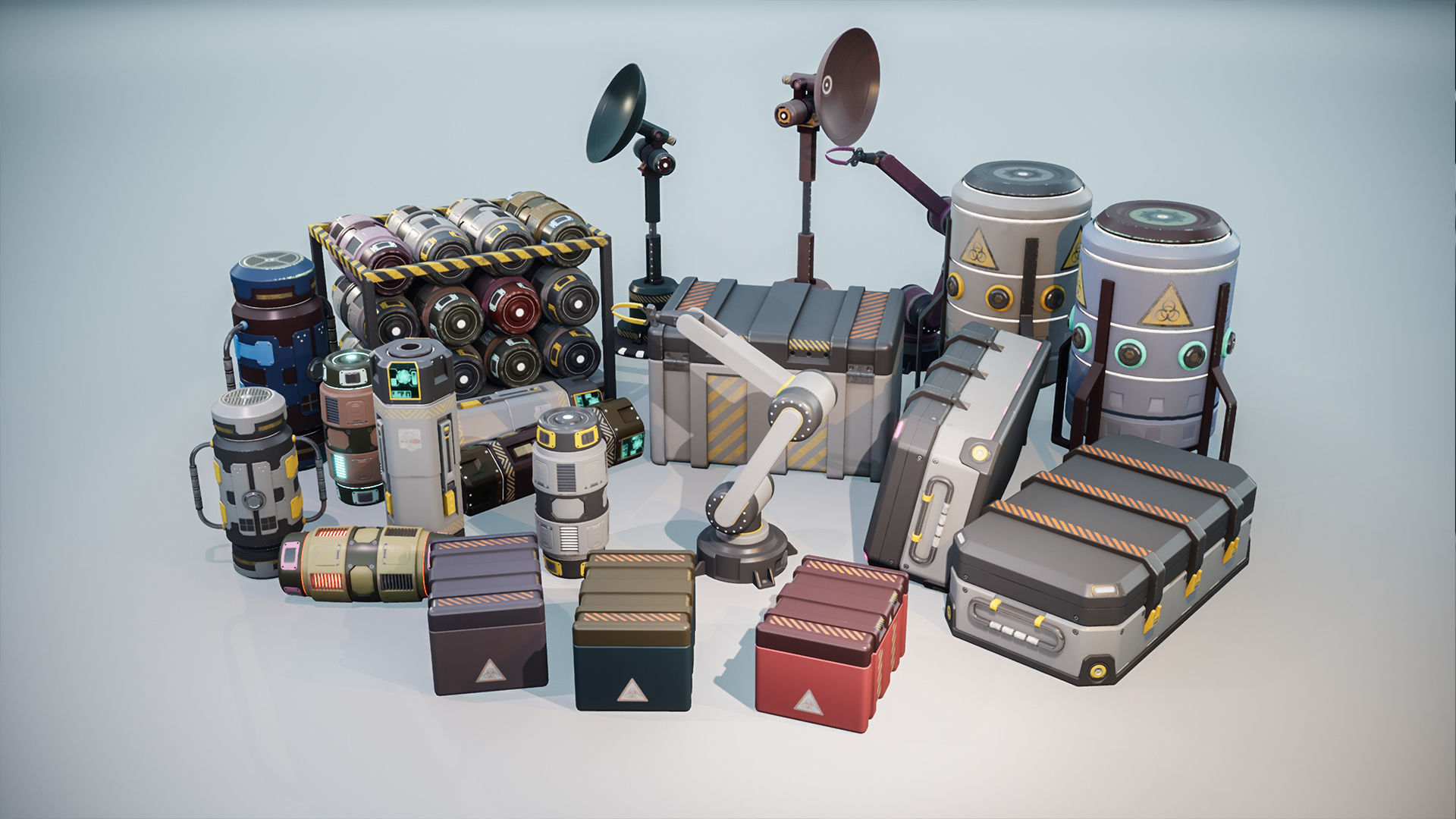 Sci-Fi Props Pack Low-poly 3D model_6