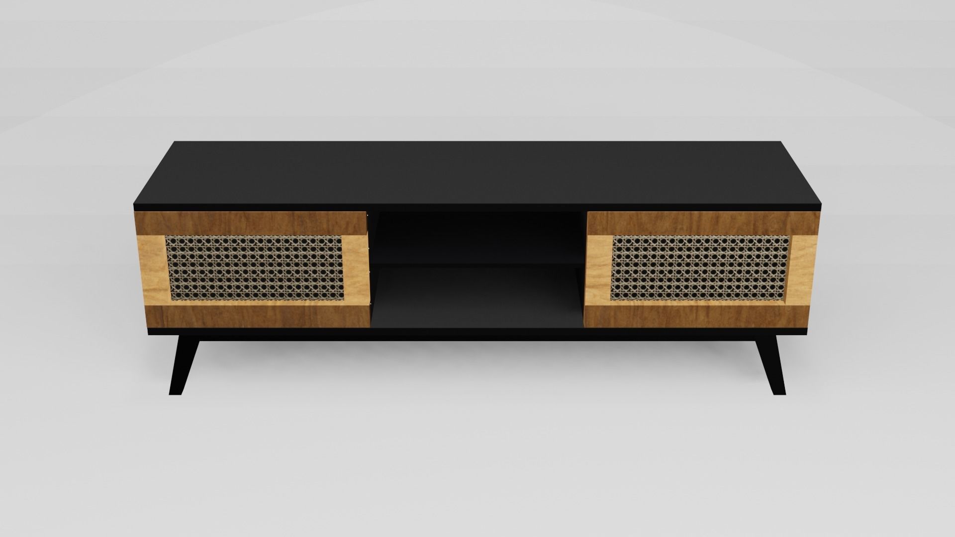 Wooden TV-Shelf Low-poly 3D model_2