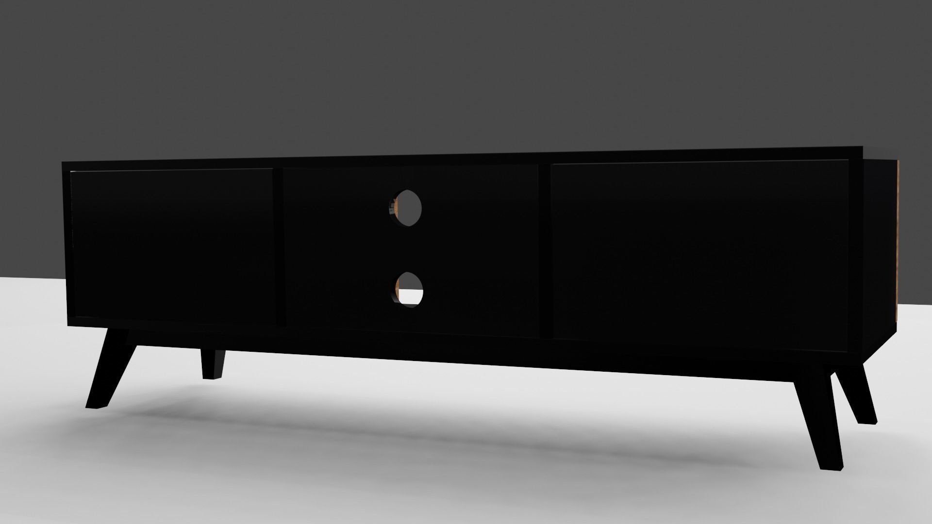 Wooden TV-Shelf Low-poly 3D model_3