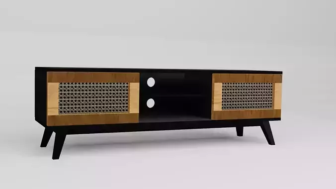 Wooden TV-Shelf Low-poly 3D model