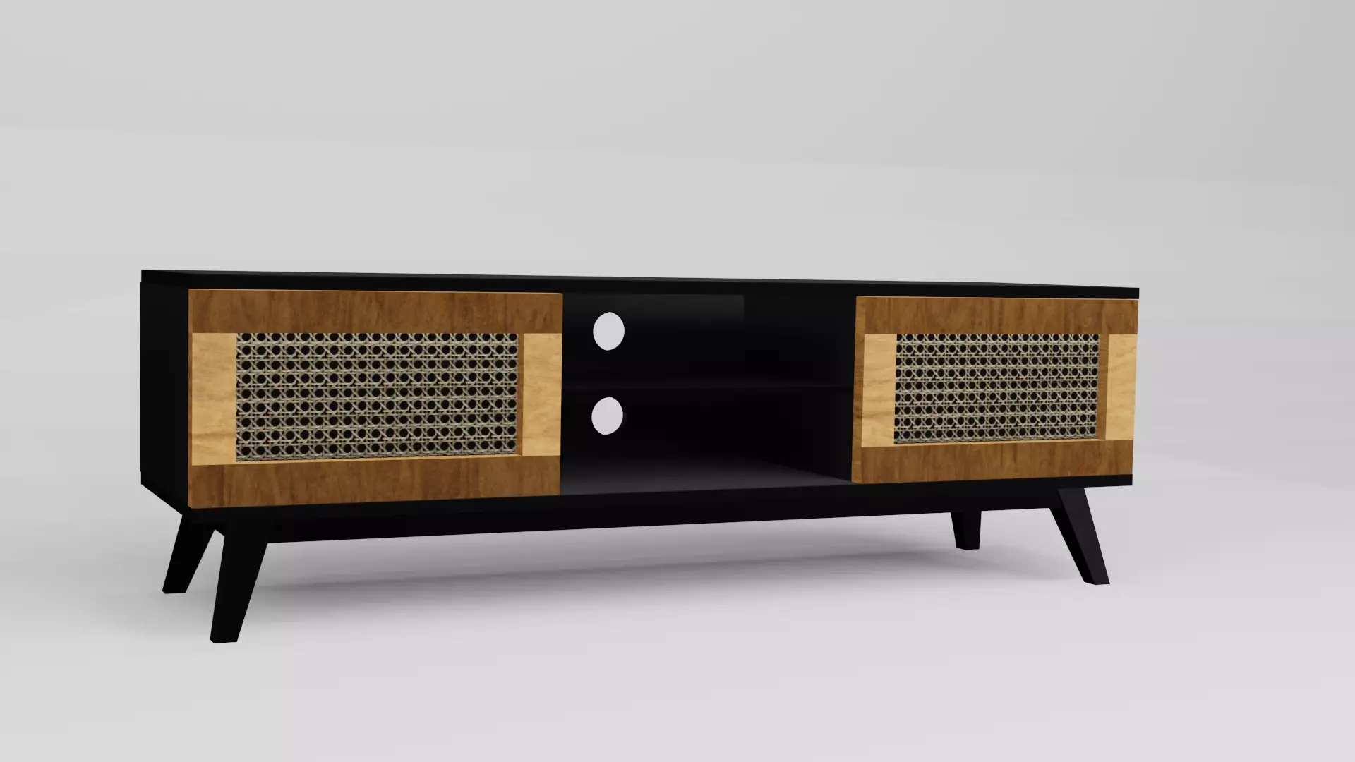 Wooden TV-Shelf Low-poly 3D model_0