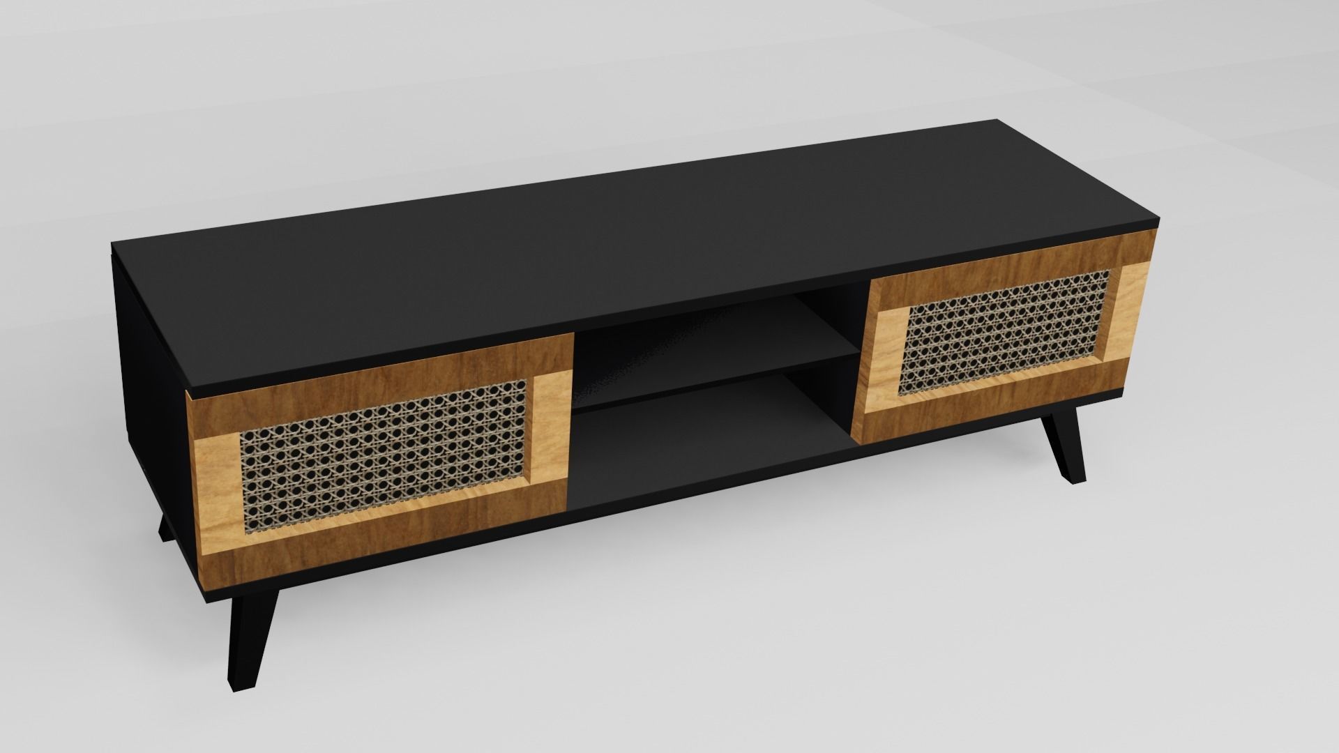 Wooden TV-Shelf Low-poly 3D model_1