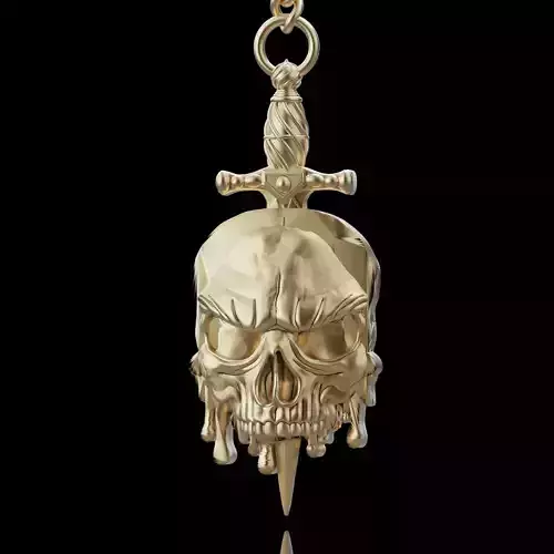 Skull sword key holder silver gold jewelry printable 3D model