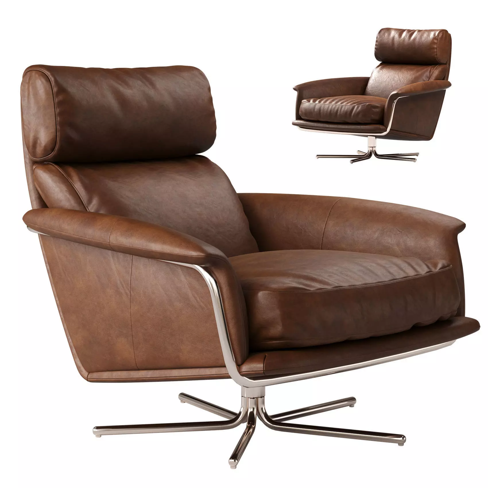 Kristoff Leather Swivel Chair 3D model