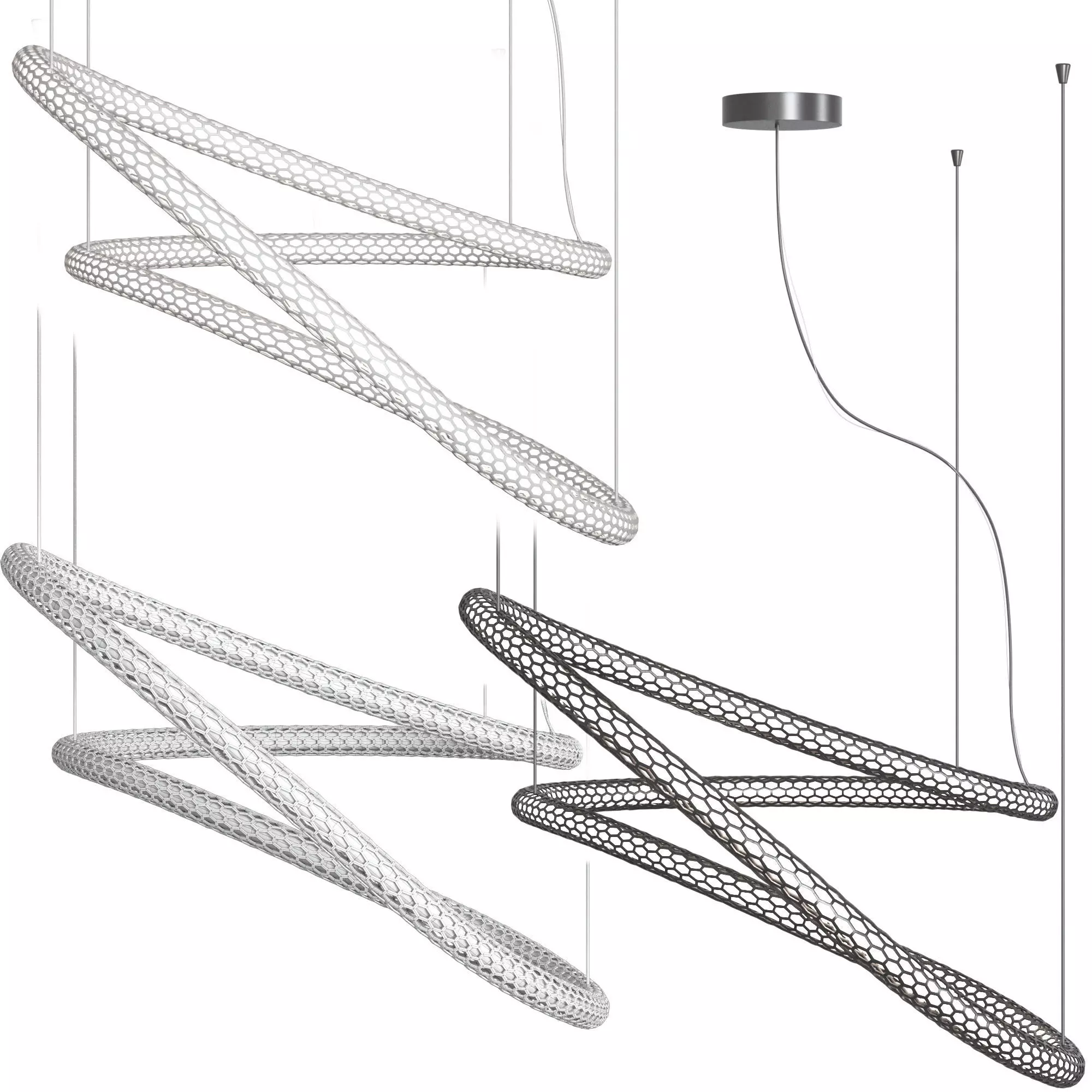 Pendant lamps squiggle h4 black and white 3D model
