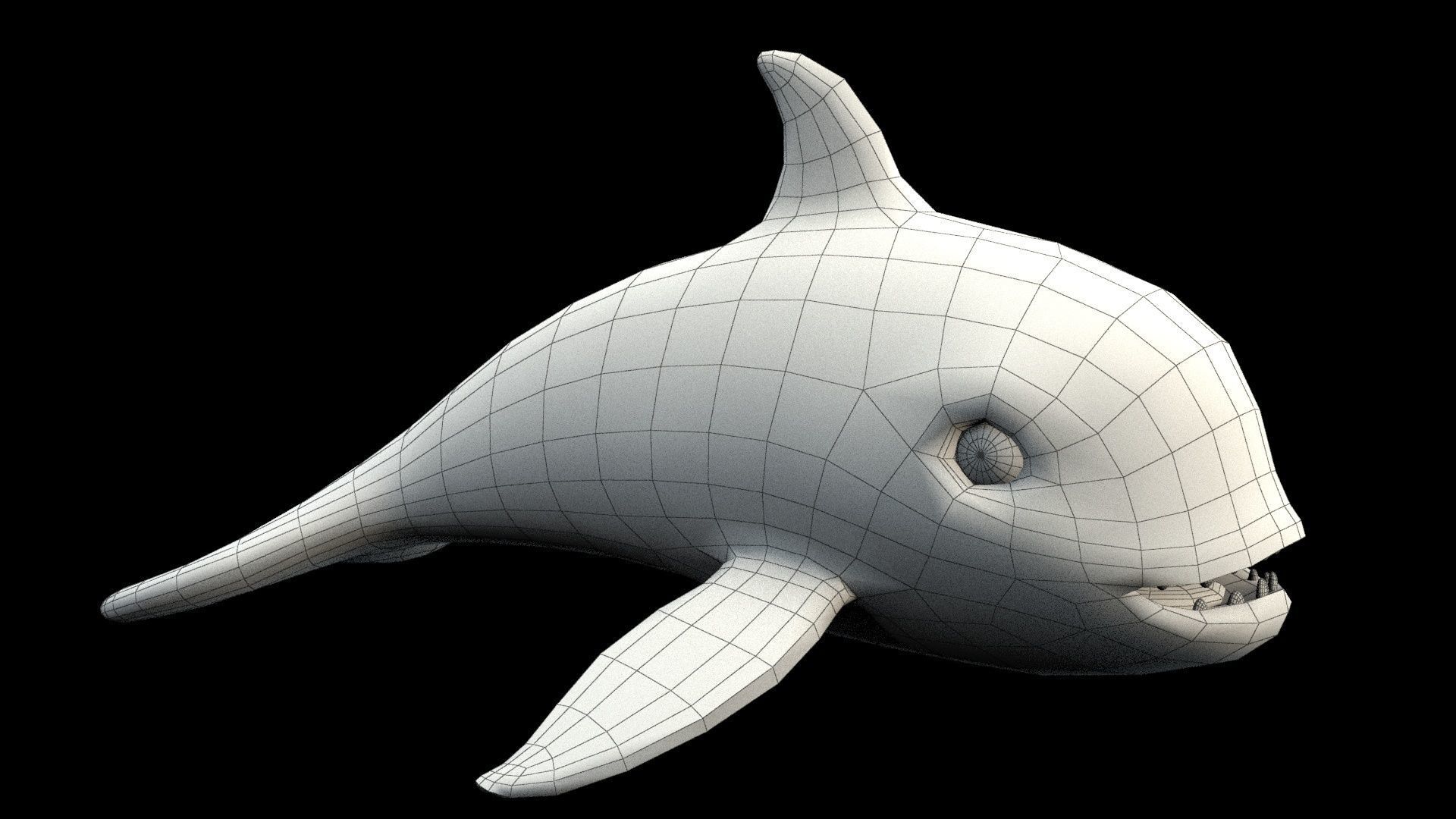 cartoon orca Low-poly 3D model_10