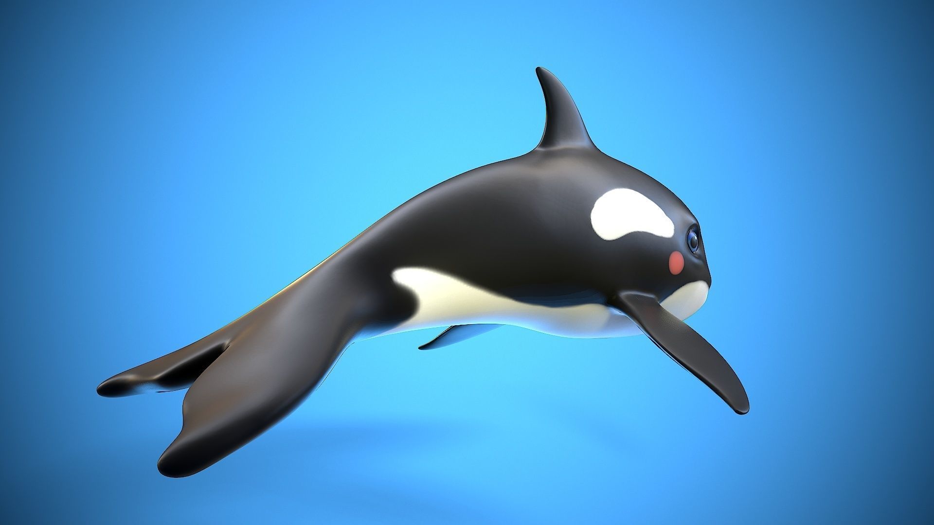 cartoon orca Low-poly 3D model_5