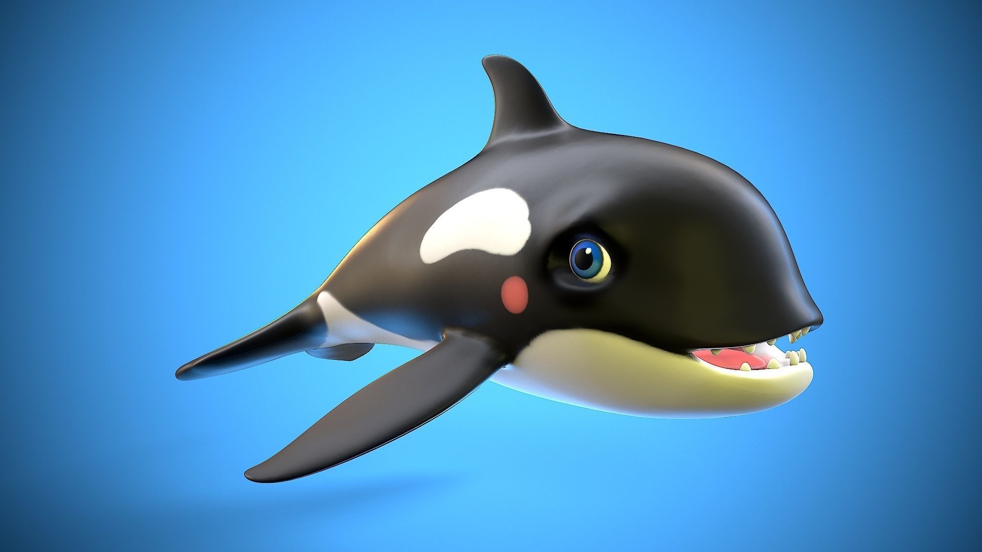 cartoon orca Low-poly 3D model_13