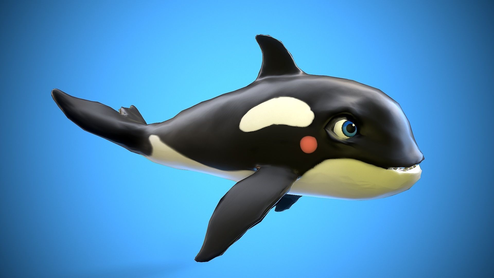 cartoon orca Low-poly 3D model_4