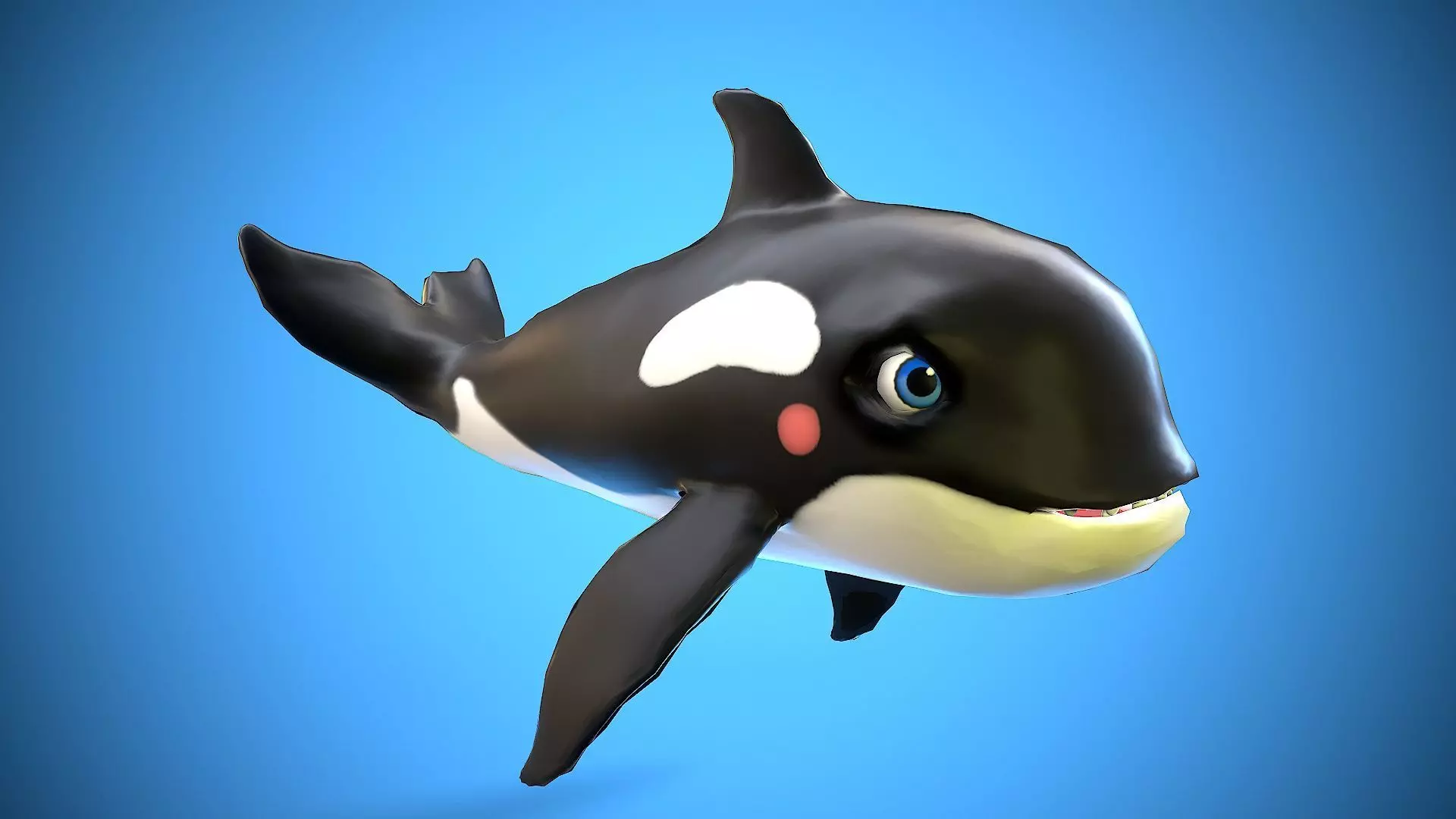 cartoon orca Low-poly 3D model_0