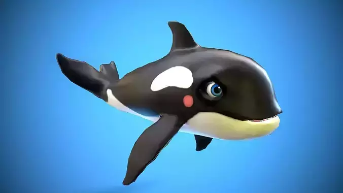 cartoon orca Low-poly 3D model