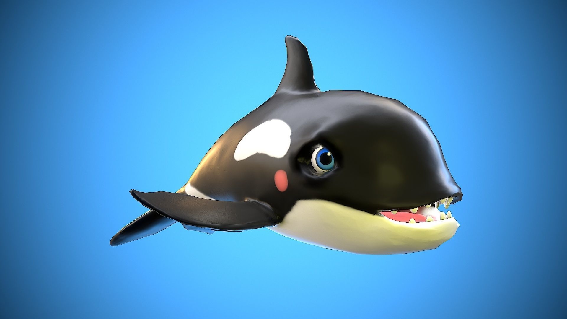 cartoon orca Low-poly 3D model_2