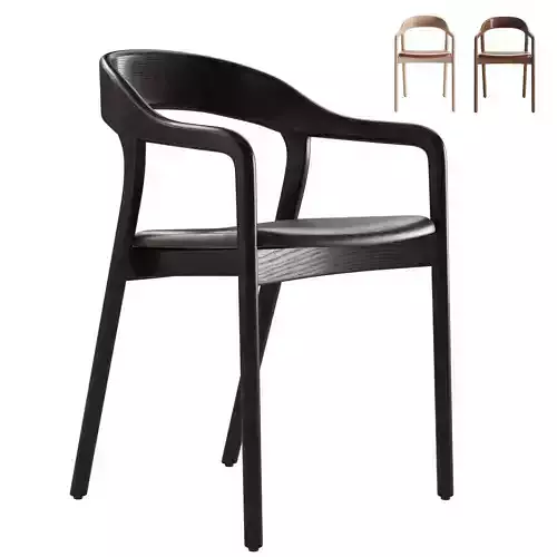 Scooped Ash Wood Leather Dining Chair