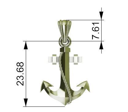 MENS ANCHOR PENDANT NECKLACE ROPE DESIGN JEWELRY 3D print model_11