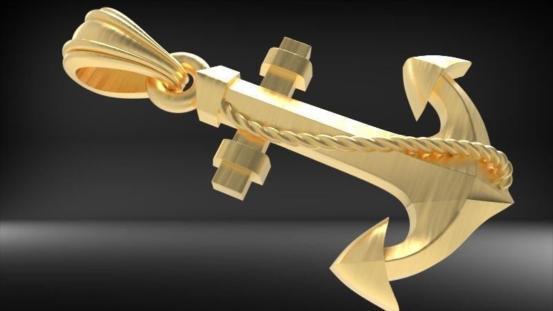 MENS ANCHOR PENDANT NECKLACE ROPE DESIGN JEWELRY 3D print model_25