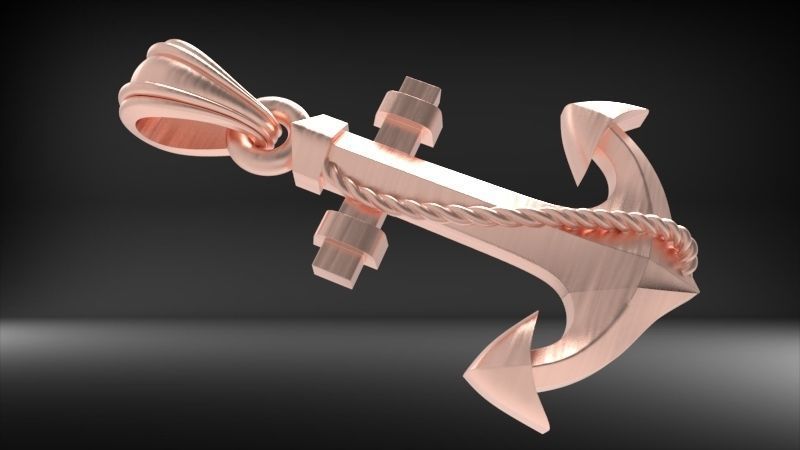 MENS ANCHOR PENDANT NECKLACE ROPE DESIGN JEWELRY 3D print model_2