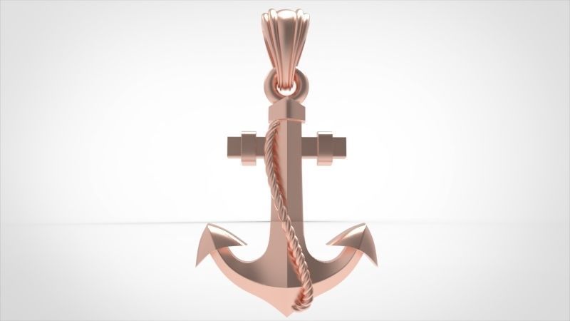 MENS ANCHOR PENDANT NECKLACE ROPE DESIGN JEWELRY 3D print model_20