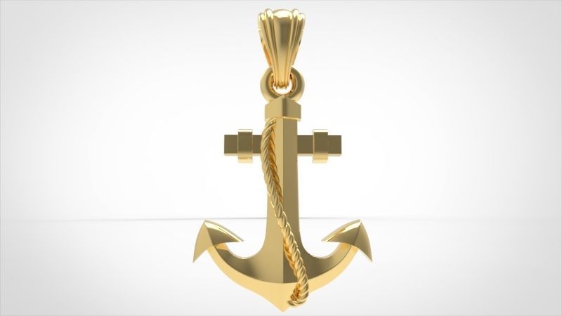 MENS ANCHOR PENDANT NECKLACE ROPE DESIGN JEWELRY 3D print model_15