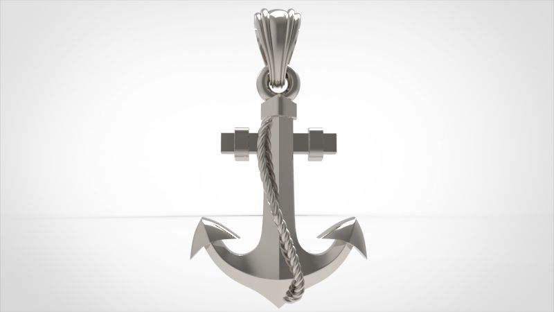MENS ANCHOR PENDANT NECKLACE ROPE DESIGN JEWELRY 3D print model_14