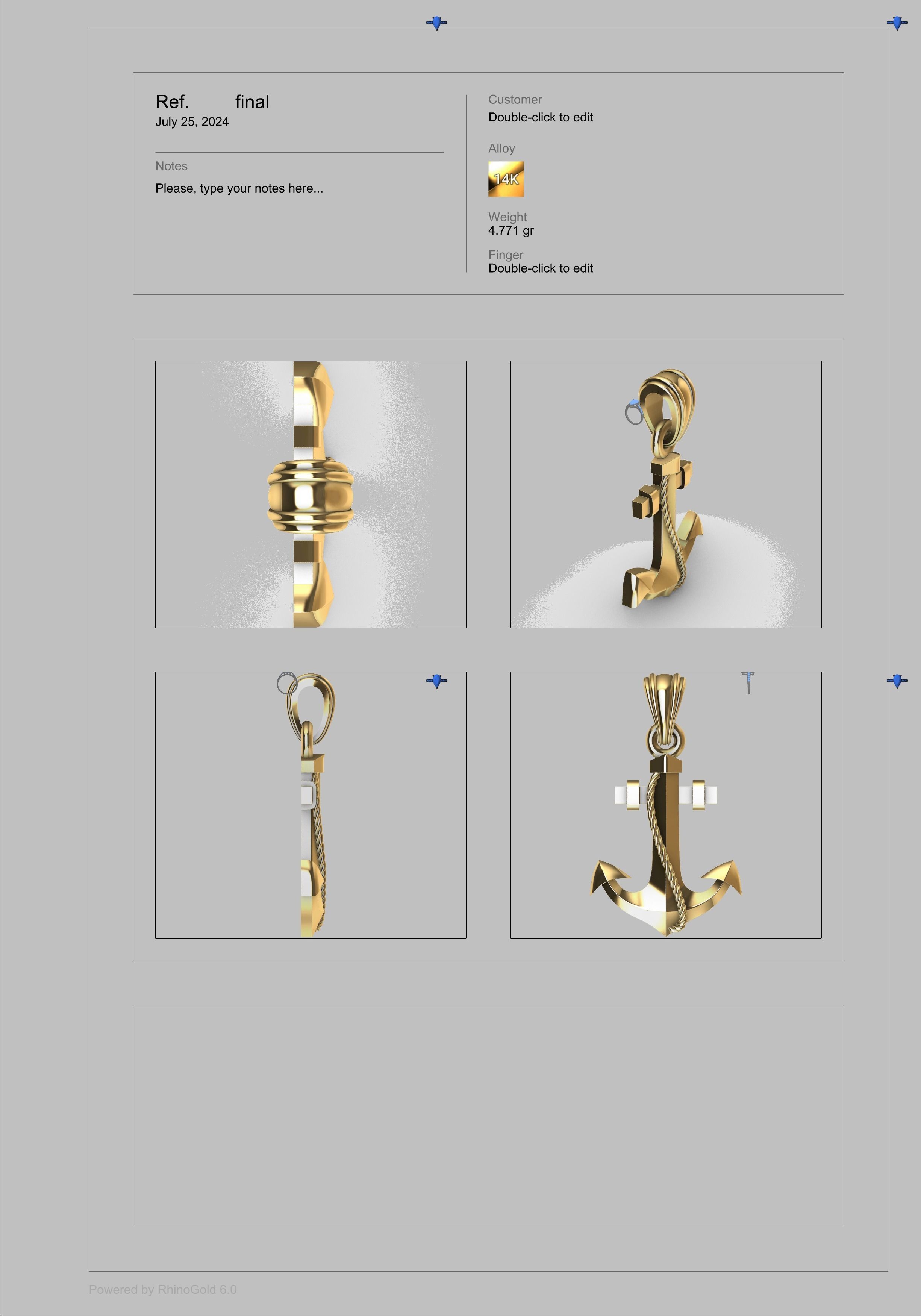 MENS ANCHOR PENDANT NECKLACE ROPE DESIGN JEWELRY 3D print model_13