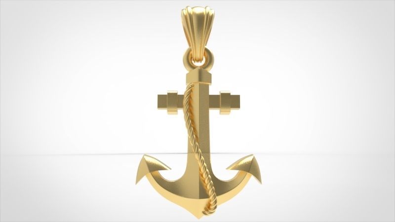 MENS ANCHOR PENDANT NECKLACE ROPE DESIGN JEWELRY 3D print model_16