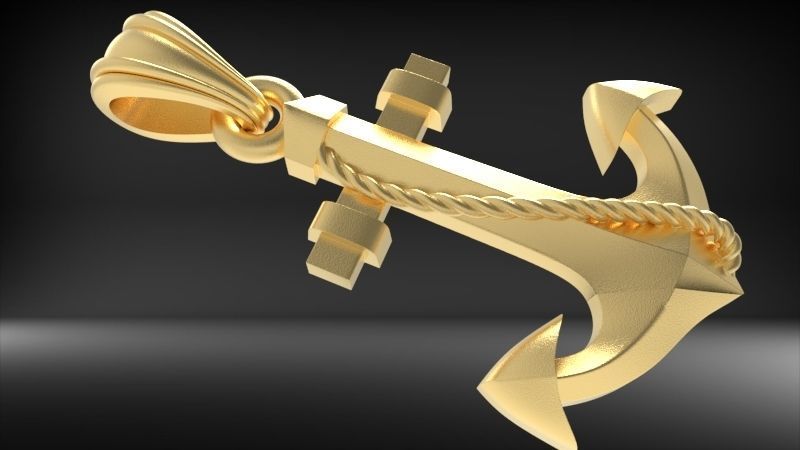 MENS ANCHOR PENDANT NECKLACE ROPE DESIGN JEWELRY 3D print model_27