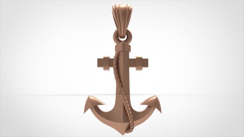 MENS ANCHOR PENDANT NECKLACE ROPE DESIGN JEWELRY 3D print model_19