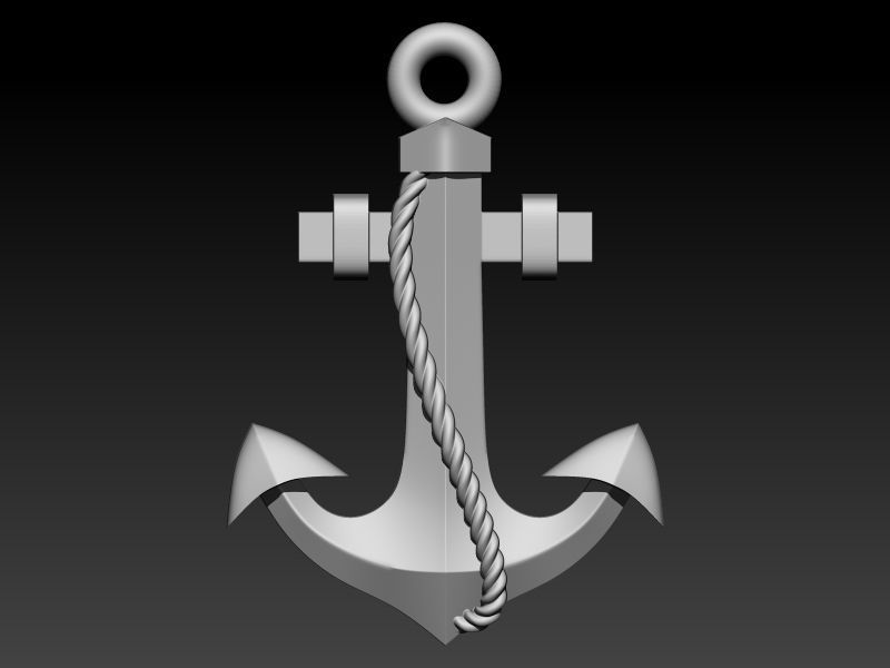 MENS ANCHOR PENDANT NECKLACE ROPE DESIGN JEWELRY 3D print model_10