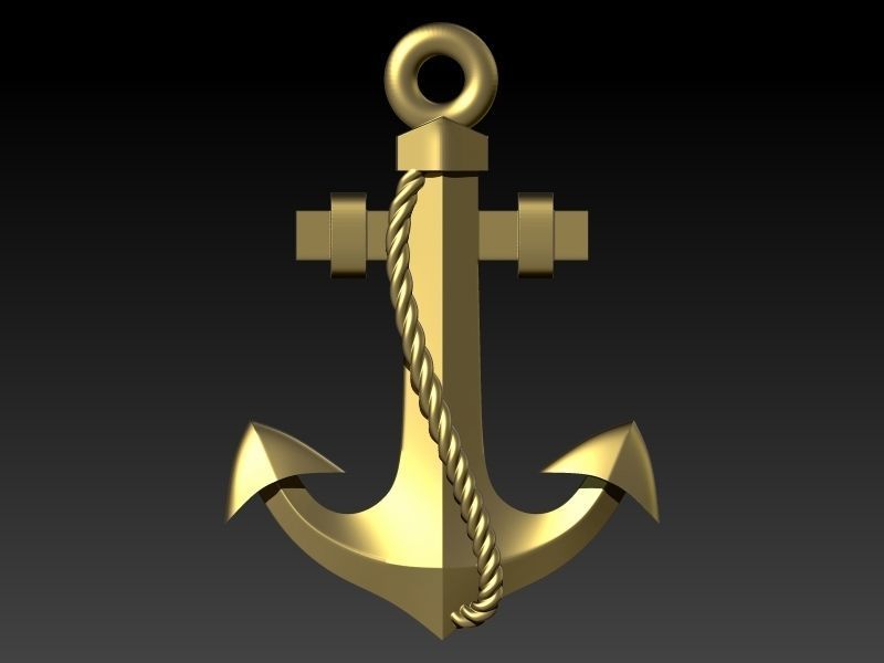 MENS ANCHOR PENDANT NECKLACE ROPE DESIGN JEWELRY 3D print model_9