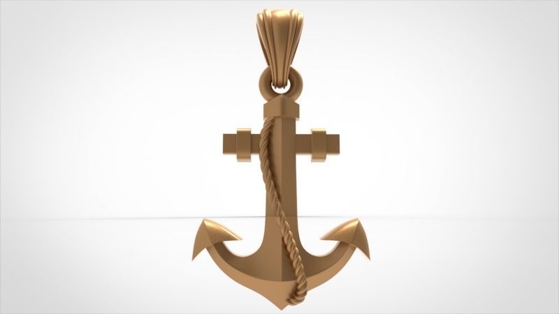 MENS ANCHOR PENDANT NECKLACE ROPE DESIGN JEWELRY 3D print model_17