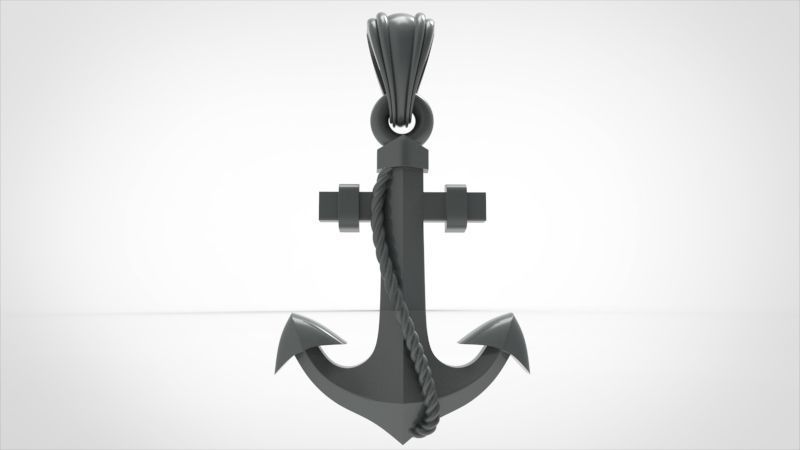 MENS ANCHOR PENDANT NECKLACE ROPE DESIGN JEWELRY 3D print model_18