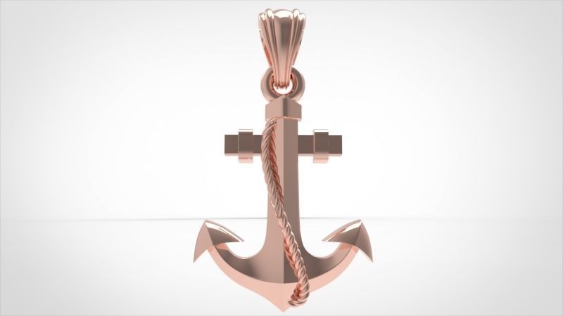 MENS ANCHOR PENDANT NECKLACE ROPE DESIGN JEWELRY 3D print model_21