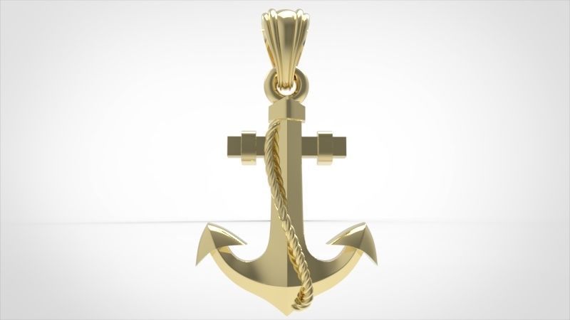 MENS ANCHOR PENDANT NECKLACE ROPE DESIGN JEWELRY 3D print model_22