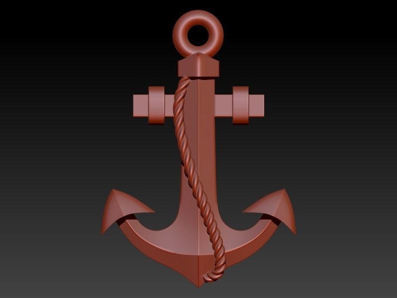 MENS ANCHOR PENDANT NECKLACE ROPE DESIGN JEWELRY 3D print model_1