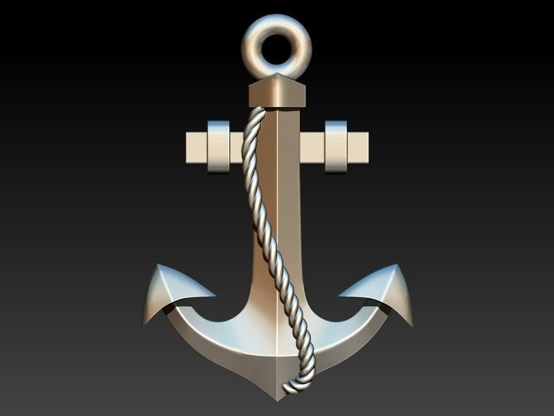 MENS ANCHOR PENDANT NECKLACE ROPE DESIGN JEWELRY 3D print model_3