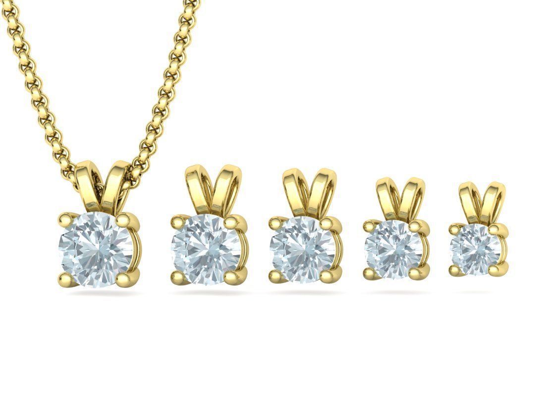 Solitaire Round Diamond Pendants and Heads 3DMODELS  3D print model_19
