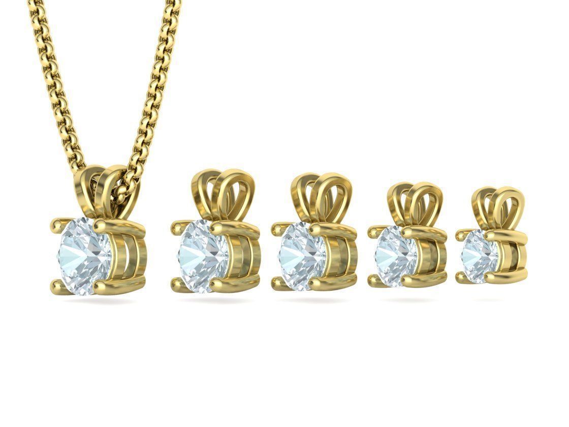 Solitaire Round Diamond Pendants and Heads 3DMODELS  3D print model_13