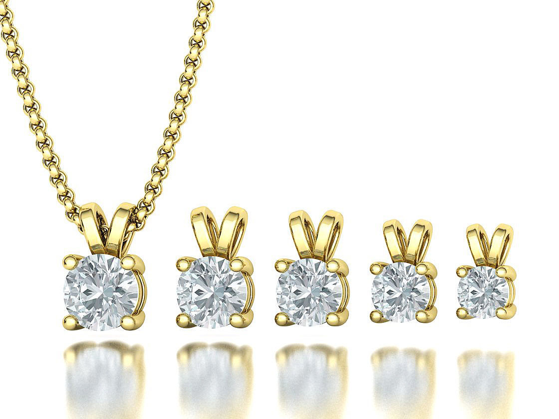 Solitaire Round Diamond Pendants and Heads 3DMODELS  3D print model_25